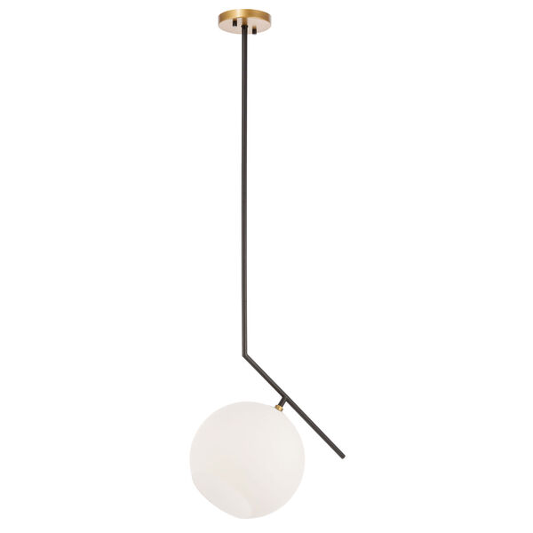 Ryland Black Brass 10-Inch One-Light Pendant with Frosted White Glass, image 4
