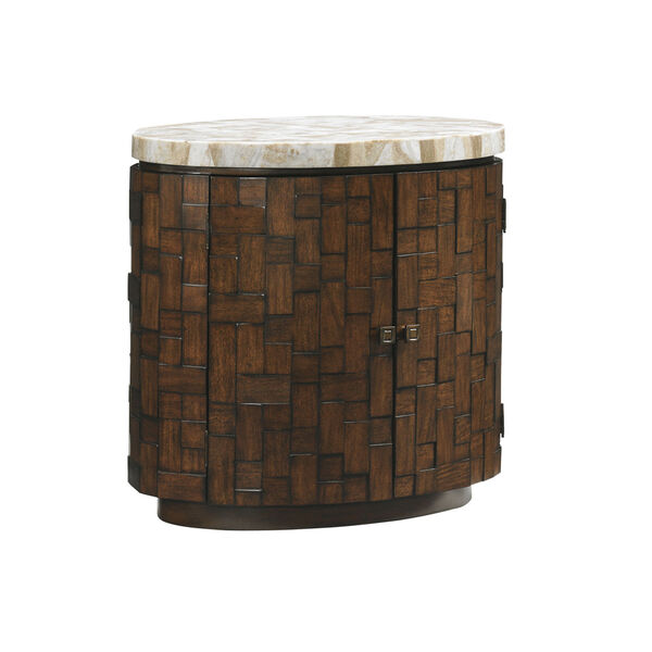 Island Fusion Brown Banyan Oval Accent Table, image 1