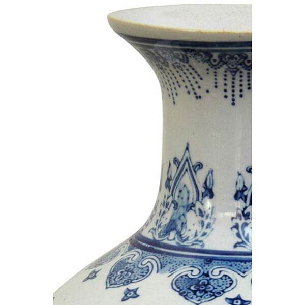 12 Inch Porcelain Vase Blue and White Landscape, Width - 9.5 Inches, image 2