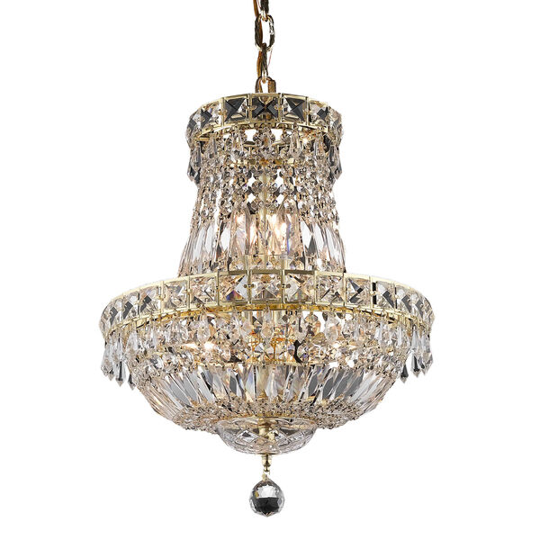 Tranquil Gold Six-Light 14-Inch Chandelier with Royal Cut Clear Crystal, image 1