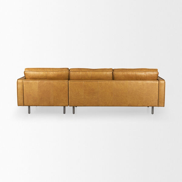 DArcy Tan Leather LEFT Chaise Sectional Sofa, image 4