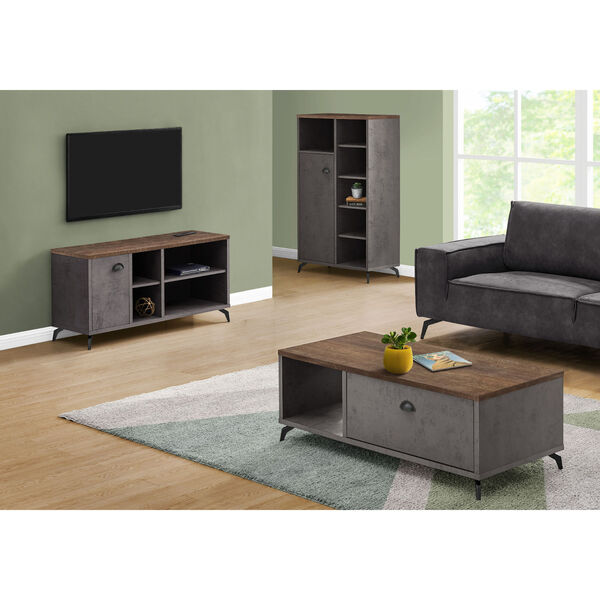 Grey Concrete and Brown TV Stand with Four Shelves, image 3