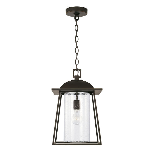 Durham Oiled Bronze One-Light Outdoor Hanging Lantern Pendant with Clear Seeded Glass, image 2