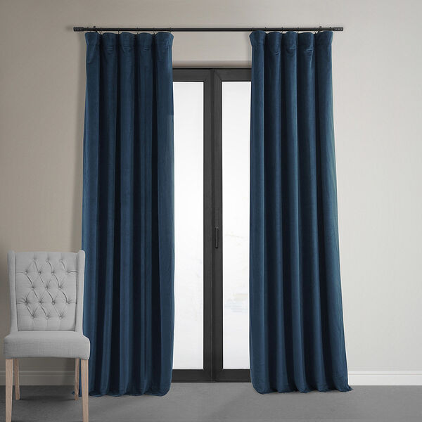 Signature Midnight Blue Blackout Velvet Pole Pocket Single Panel Curtain, 50 X 84, image 7