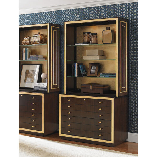 Bel Aire Walnut and Gold Beverly Palms File Chest, image 3