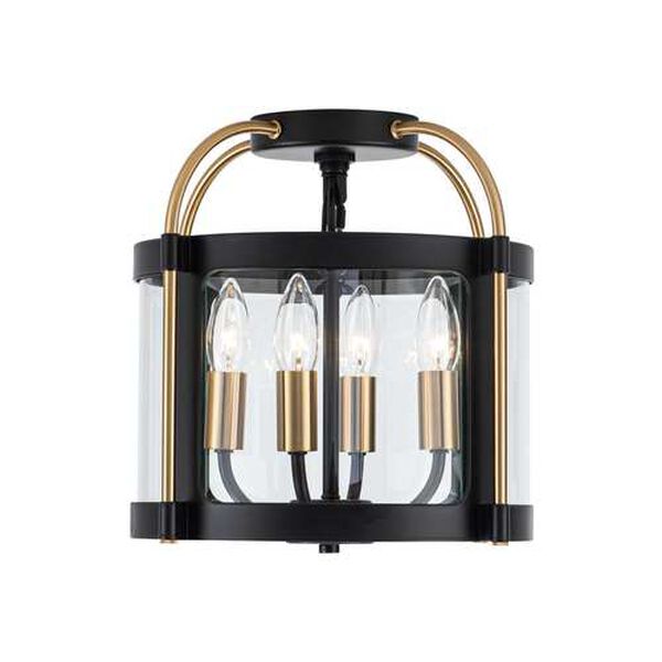 Bonita Black Brushed Brass Four-Light LED Flush Mount, image 2