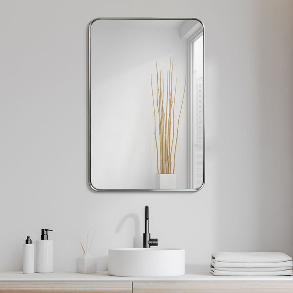 Silver 24 x 36-Inch Stainless Steel Rectangle Wall Mirror, image 1
