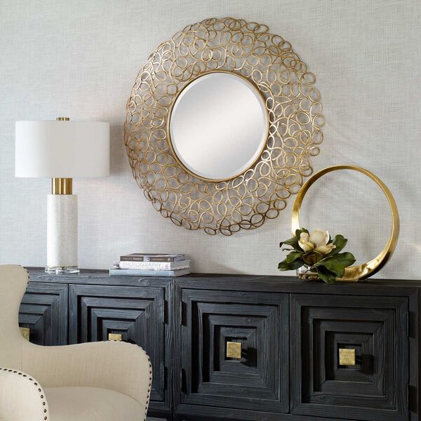 Swirl Gold 42 x 42-Inch Round Wall Mirror, image 4