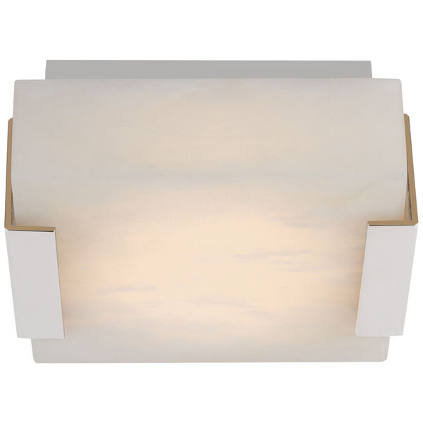Covet Low Clip Solitaire Flush Mount in Polished Nickel with Alabaster by Kelly Wearstler, image 1