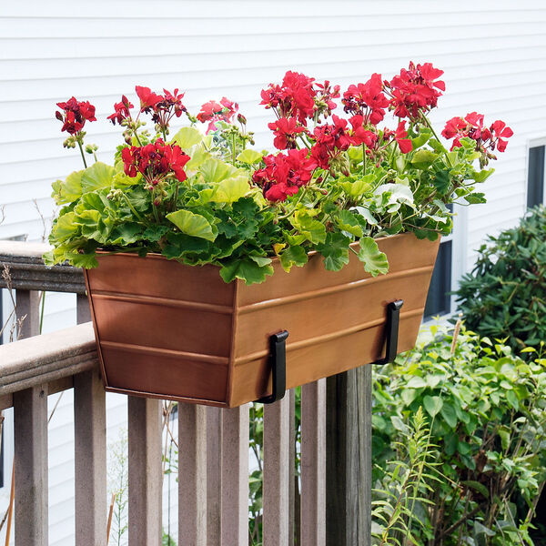 Copper Plated 24-Inch Flower Box with Clamp-On Bracket, image 3