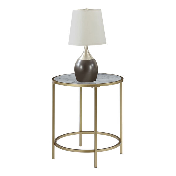 Gold Coast Deluxe Faux Marble Round End Table, image 5