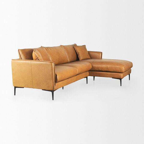 Lake Como Tan Leather RIGHT Chaise Sectional Sofa, image 6
