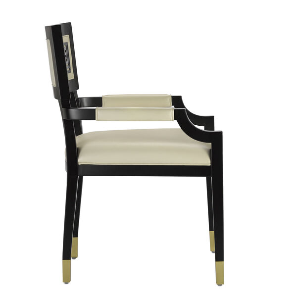 Artemis Caviar Black and White Leather Chair, image 3