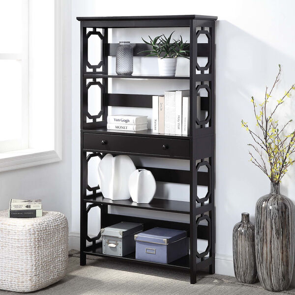 Omega Espresso 5 Tier Bookcase with Drawer, image 1