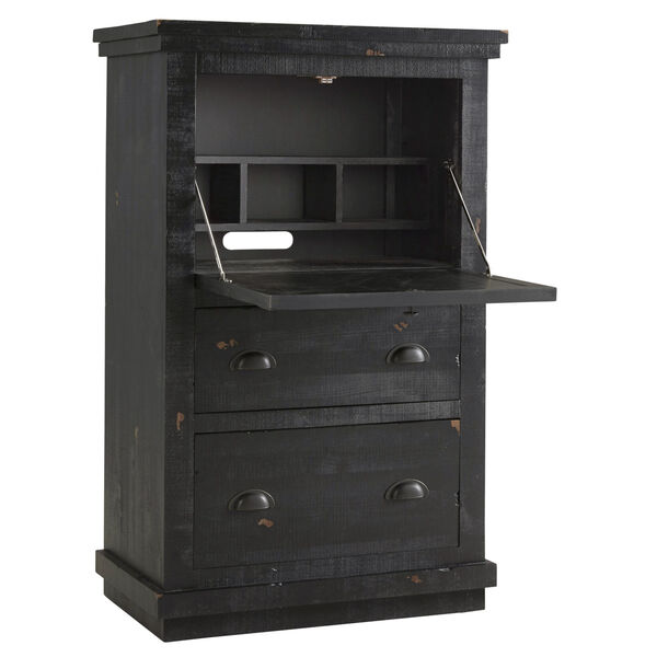 Willow Distressed Black Armoire desk, image 1