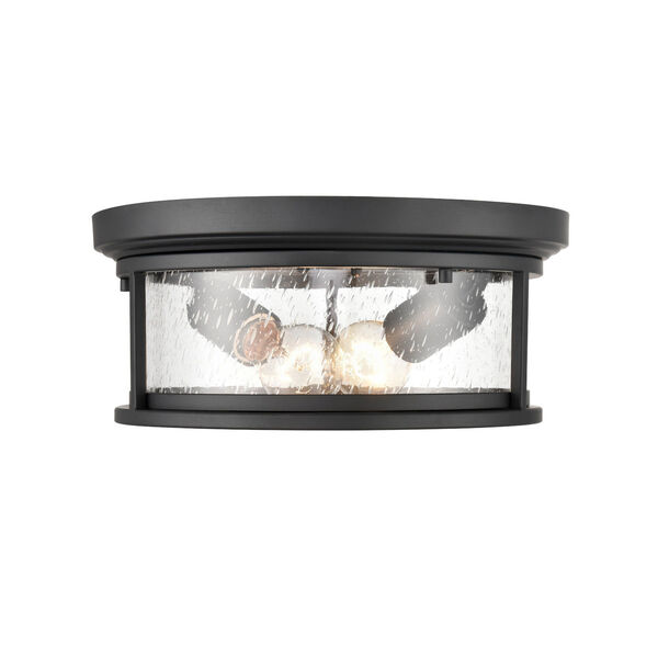 Bresley Powder Coat Black Two-Light Outdoor Flush Mount with Clear Seeded Glass, image 5