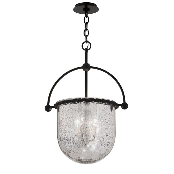 Mercury Old Iron Three-Light 13.5-Inch Pendant with Antique Silver Glass, image 1
