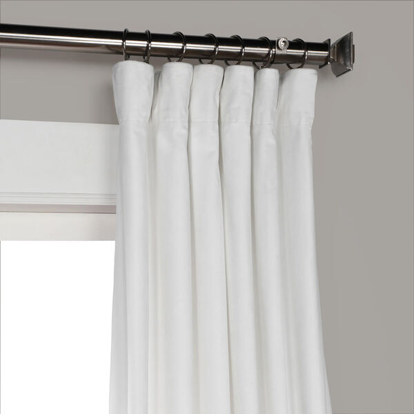 White 120 x 50 In. Plush Velvet Curtain Single Panel, image 7
