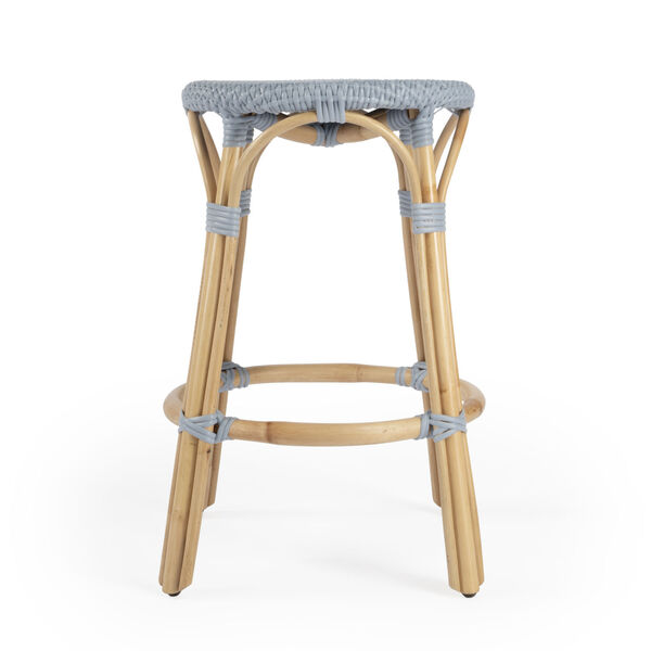 Tobias Baby Blue on Natural Rattan Counter Stool, image 4