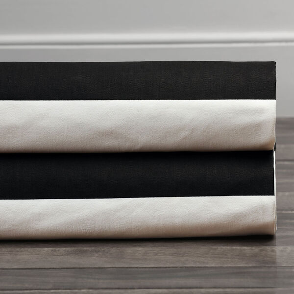 Black and Off White Horizontal Stripe Single Curtain Panel 50 x 96, image 7