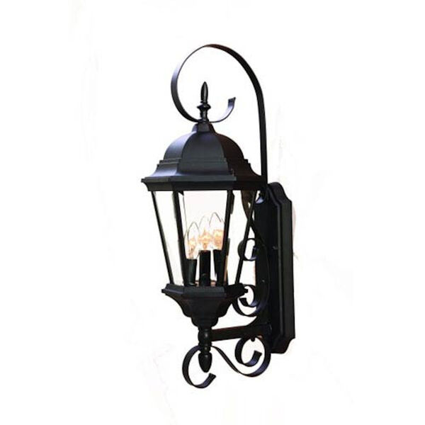 New Orleans Matte Black Three-Light 25-Inch Outdoor Wall Mount, image 1