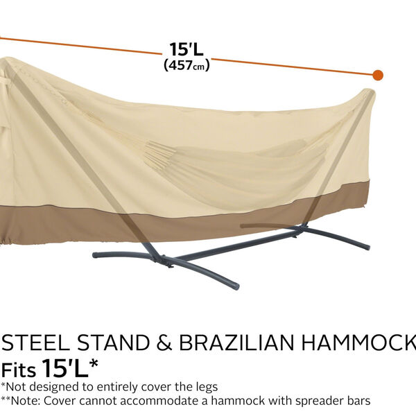 Ash Beige and Brown 15 Foot Standard Brazilian Hammock and Stand Cover, image 4