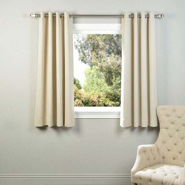 Ivory 63 x 50-Inch Grommet Blackout Curtain Panel Pair, image 1