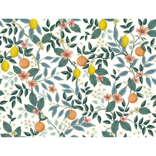 White Citrus Grove Peel and Stick Wallpaper, image 1