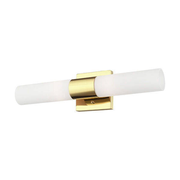 Aero Polished Brass 18-Inch Two-Light ADA Bath Vanity with Hand Blown Satin Opal White Twist Lock Glass, image 5