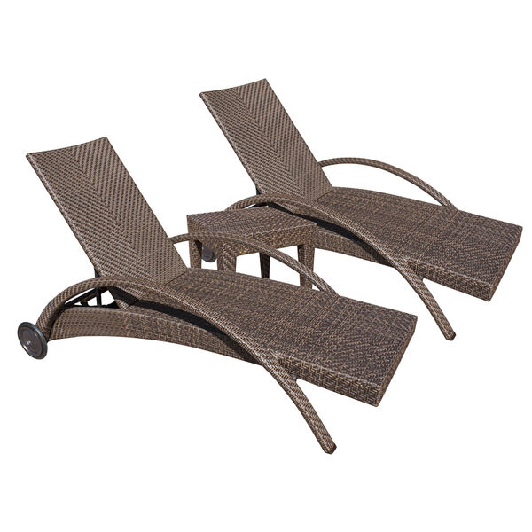 Soho Canvas Macaw Patio Three-Piece Chaise Lounge Set with Cushions, image 1