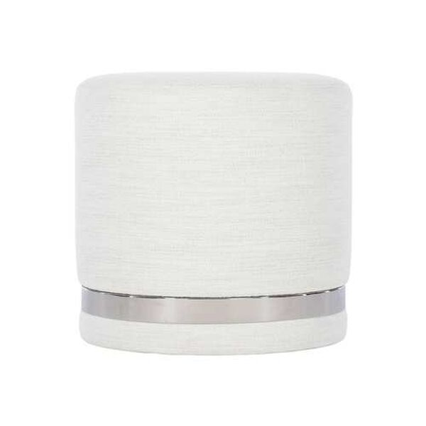 Silhouette White and Stainless Steel Ottoman, image 2