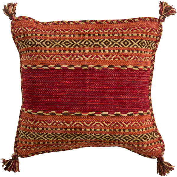 Trenza Red and Orange 20-Inch Pillow Cover, image 1