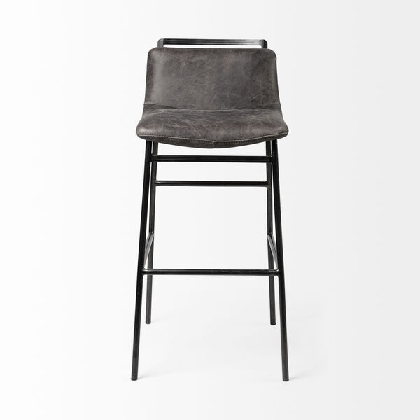 Kavalan Ebony Black Leather Seat Bar Height Stool, image 2