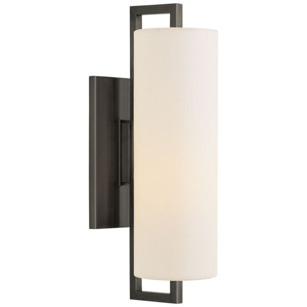 Bowen Medium Sconce in Bronze with Linen Shade by Ian K. Fowler, image 1