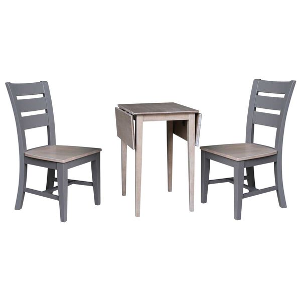 Washed Gray Clay Taupe Dual Drop Leaf Table with Two Chairs, image 4