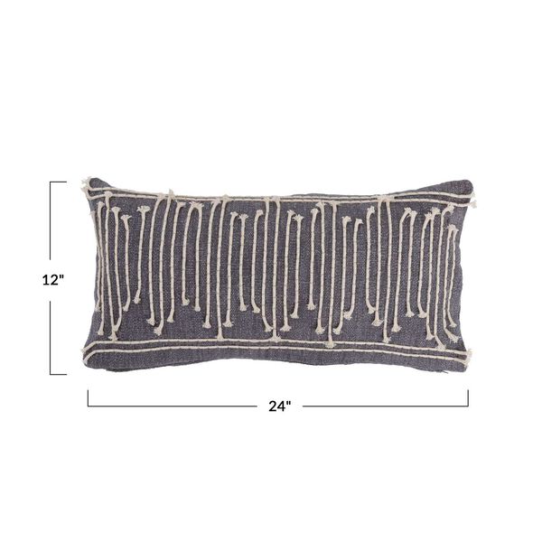 Gray Cotton Lumbar 24 x12-Inch Pillow, image 5