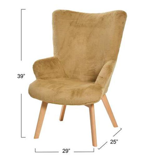 Light Brown Plush Wingback Chair, image 6