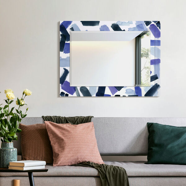 Cerulean Strokes Blue 40 x 30-Inch Rectangular Beveled Wall Mirror, image 1