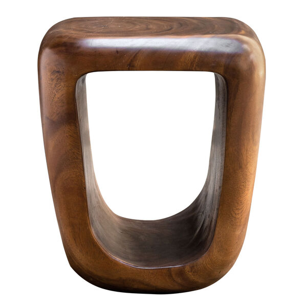 Loophole Brown Wooden Accent Stool, image 3