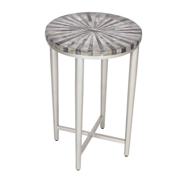 Grey Bone Antique Silver Finish Accent Table, image 1