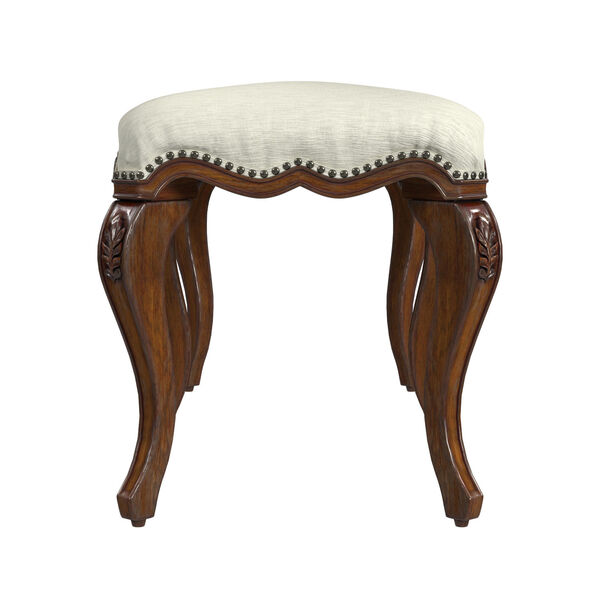 Michelline Antique Cherry and Ivory Upholstered Bench, image 5