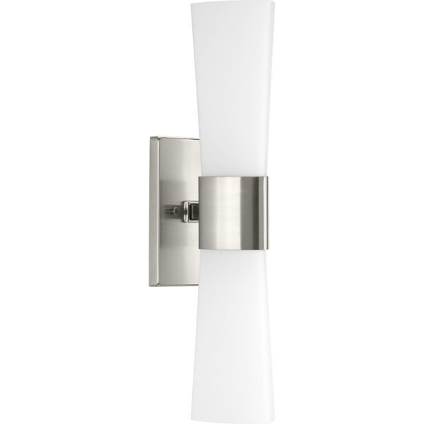 P300062-009: Zura Brushed Nickel Two-Light Bath Sconce with Etched Opal Glass, image 1