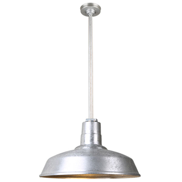 Warehouse Galvanized 18-Inch Aluminum Pendant with 36-Inch Downrod, image 1