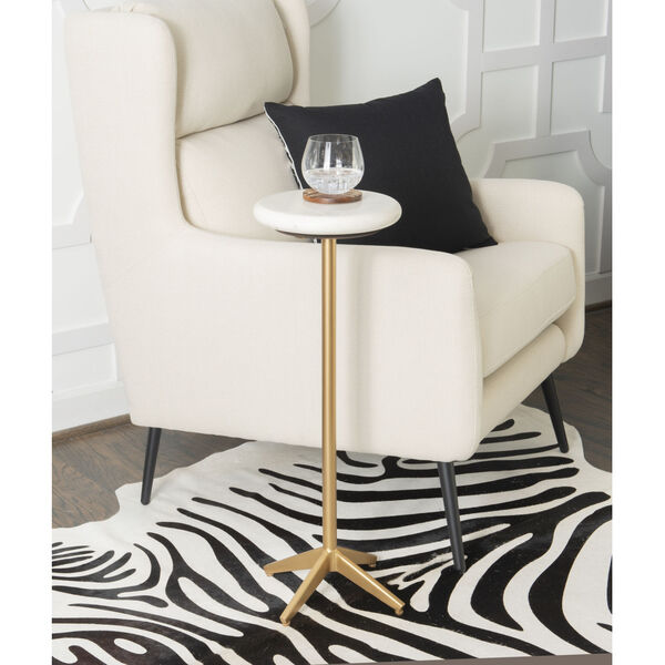 Arrow Gold Drink Side Table with White Marble, image 4