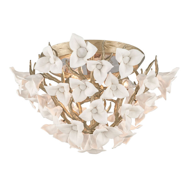 Lily Enchanted Silver Leaf 18.5-Inch Three-Light Flush Mount, image 1