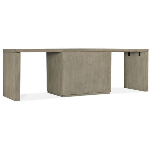 Linville Falls Smoked Gray 96-Inch Desk with Centered Open Desk Cabinet, image 2