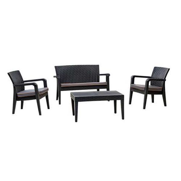 Alaska Anthracite Fabric Four-Piece Outdoor Seating Set with Cushion, image 1