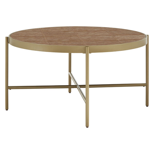 Dawson Gold and Faux Leather Coffee Table, image 1