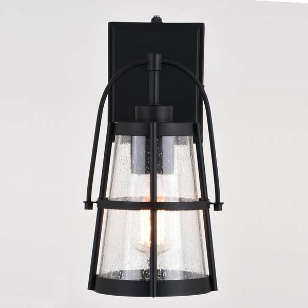 Portage Park Matte Black One-Light Dusk to Dawn Outdoor Wall Lantern with Clear Glass, image 4