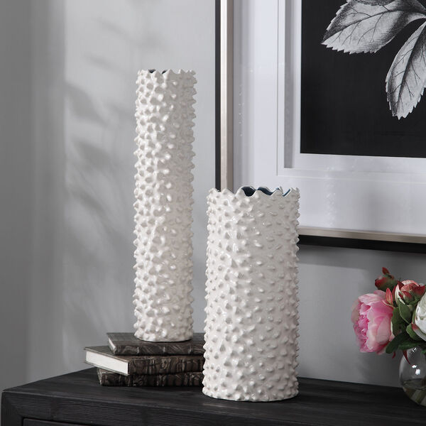 Ciji White Vases, Set of 2, image 2
